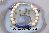 CGB6640 8mm round white fossil jasper & lapis lazuli adjustable bracelets