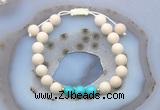 CGB6642 8mm round white fossil jasper & turquoise adjustable bracelets