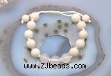 CGB6646 10mm round white fossil jasper & rose quartz adjustable bracelets
