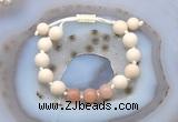 CGB6649 10mm round white fossil jasper & moonstone adjustable bracelets