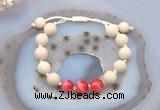 CGB6655 10mm round white fossil jasper & red banded agate adjustable bracelets