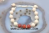 CGB6656 10mm round white fossil jasper & fire agate adjustable bracelets