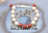 CGB6657 10mm round white fossil jasper & red jasper adjustable bracelets