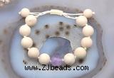 CGB6716 12mm round white fossil jasper & lavender amethyst adjustable bracelets