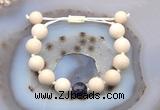 CGB6717 12mm round white fossil jasper & dogtooth amethyst adjustable bracelets