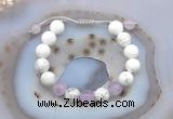 CGB6745 10mm round white howlite & lavender amethyst adjustable bracelets