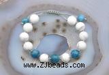 CGB6752 Hand-knotted 10mm round white howlite & apatite adjustable bracelets