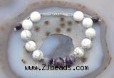 CGB6761 10mm round white howlite & dogtooth amethyst adjustable bracelets