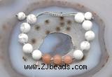 CGB6763 10mm round white howlite & moonstone adjustable bracelets