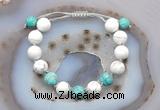 CGB6767 10mm round white howlite & amazonite adjustable bracelets