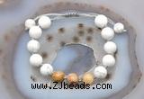 CGB6772 10mm round white howlite & yellow crazy agate adjustable bracelets