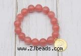 CGB6802 10mm, 12mm cherry quartz beaded bracelet with alloy pendant