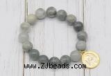 CGB6804 10mm, 12mm seaweed quartz beaded bracelet with alloy pendant