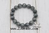 CGB6822 10mm, 12mm eagle eye beaded bracelet with alloy pendant