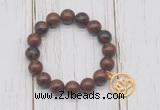 CGB6830 10mm, 12mm mahogany obsidian beaded bracelet with alloy pendant