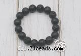 CGB6832 10mm, 12mm black lava beaded bracelet with alloy pendant