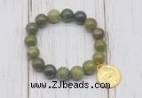 CGB6837 10mm, 12mm Canadian jade beaded bracelet with alloy pendant