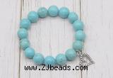 CGB6841 10mm, 12mm blue howlite turquoise beaded bracelet with alloy pendant