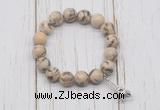 CGB6842 10mm, 12mm feldspar beaded bracelet with alloy pendant