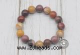 CGB6844 10mm, 12mm mookaite beaded bracelet with alloy pendant