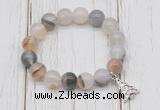 CGB6847 10mm, 12mm montana agate beaded bracelet with alloy pendant