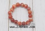 CGB6852 10mm, 12mm red banded agate beaded bracelet with alloy pendant