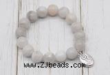 CGB6858 10mm, 12mm white crazy lace agate beaded bracelet with alloy pendant