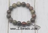 CGB6861 10mm, 12mm ocean agate beaded bracelet with alloy pendant