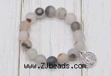 CGB6892 10mm, 12mm matte montana agate beaded bracelet with alloy pendant