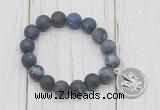 CGB6910 10mm, 12mm matte sodalite beaded bracelet with alloy pendant