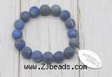 CGB6911 10mm, 12mm matte lapis lazuli beaded bracelet with alloy pendant