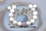 CGB6930 12mm round white howlite & lavender amethyst adjustable bracelets