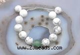 CGB6936 12mm round white howlite & green aventurine adjustable bracelets