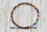 CGB7002 7 chakra 4mm yellow tiger eye beaded meditation yoga bracelets