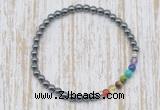 CGB7020 7 chakra 4mm hematite beaded meditation yoga bracelets