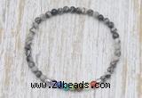 CGB7075 7 chakra 4mm black water jasper beaded meditation yoga bracelets