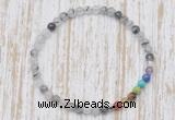 CGB7089 7 chakra 4mm black rutilated quartz beaded meditation yoga bracelets