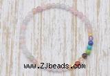 CGB7094 7 chakra 4mm morganite beaded meditation yoga bracelets