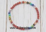 CGB7116 7 chakra 4mm red agate beaded meditation yoga bracelets