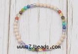 CGB7118 7 chakra 4mm white fossil jasper beaded meditation yoga bracelets