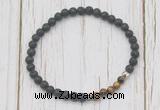 CGB7124 4mm black lava & yellow tiger eye beaded meditation yoga bracelets