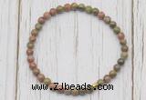 CGB7219 4mm tiny unakite beaded meditation yoga bracelets