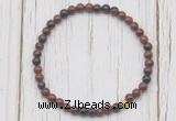 CGB7259 4mm tiny mahogany obsidian beaded meditation yoga bracelets