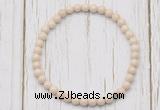 CGB7265 4mm tiny white fossil jasper beaded meditation yoga bracelets