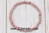 CGB7266 4mm tiny pink wooden fossil jasper beaded meditation yoga bracelets