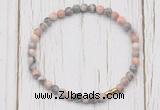 CGB7269 4mm tiny pink zebra jasper beaded meditation yoga bracelets