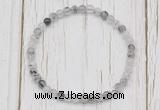 CGB7289 4mm tiny black rutilated quartz beaded meditation yoga bracelets