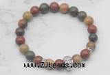 CGB7354 8mm picasso jasper bracelet with skull for men or women