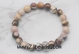 CGB7356 8mm brown zebra jasper bracelet with skull for men or women