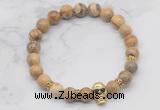 CGB7357 8mm picture jasper bracelet with skull for men or women